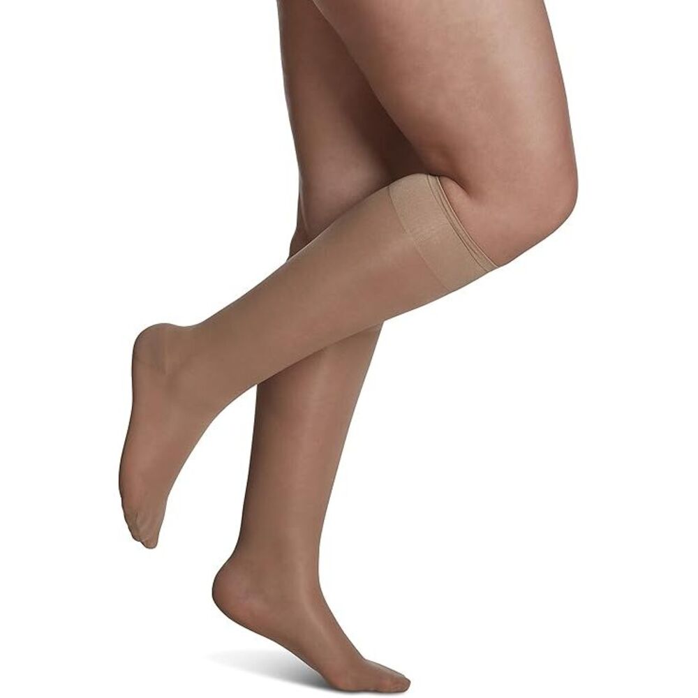 Sigvaris Women's Sheer Fashion 15-20mmHg Thigh-Highs Socks, Golden, B (Medium)